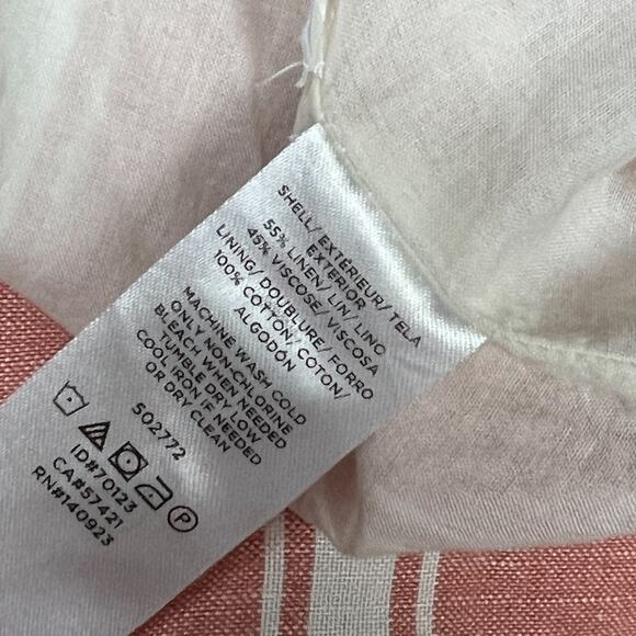 LOFT Mini Skirt Striped Linen Blend Tie Paper Bag Waist Button Front Women's L‎ - Picture 7 of 9